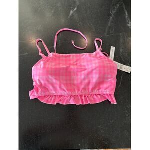 NWT Celebrity Pink Swim   Pink Gingham Adj bikini top XL 15/17